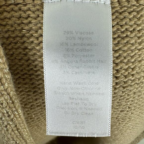 Talbots Gold Shimmery Cowl Neck Long Sleeve Chunky Knit Pullover Sweater Size S - Picture 5 of 5